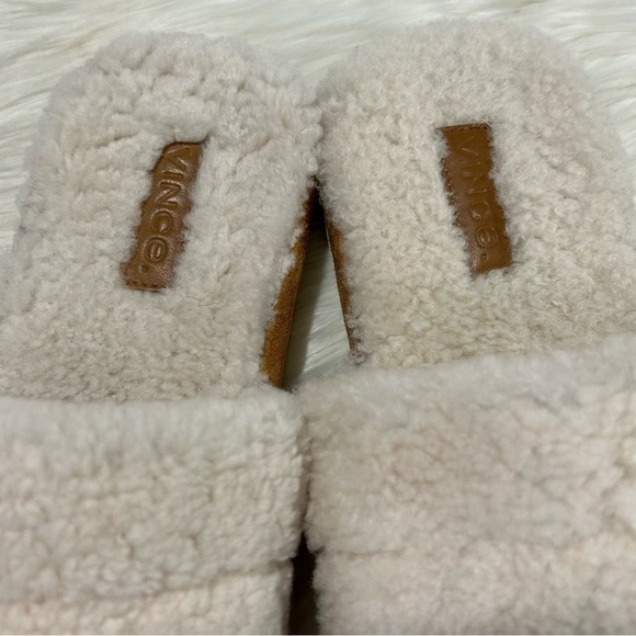Vince‎ Loni Shearling Leather Slippers in Turtledove 37 - Picture 8 of 9